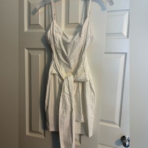 Blue Blush White Strapless Dress